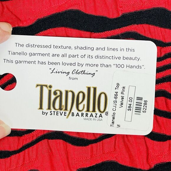 Tianello‎ Steve Barraza Red Black Stripe Knit Top Shirt Womens Medium NEW NWT - Picture 5 of 6